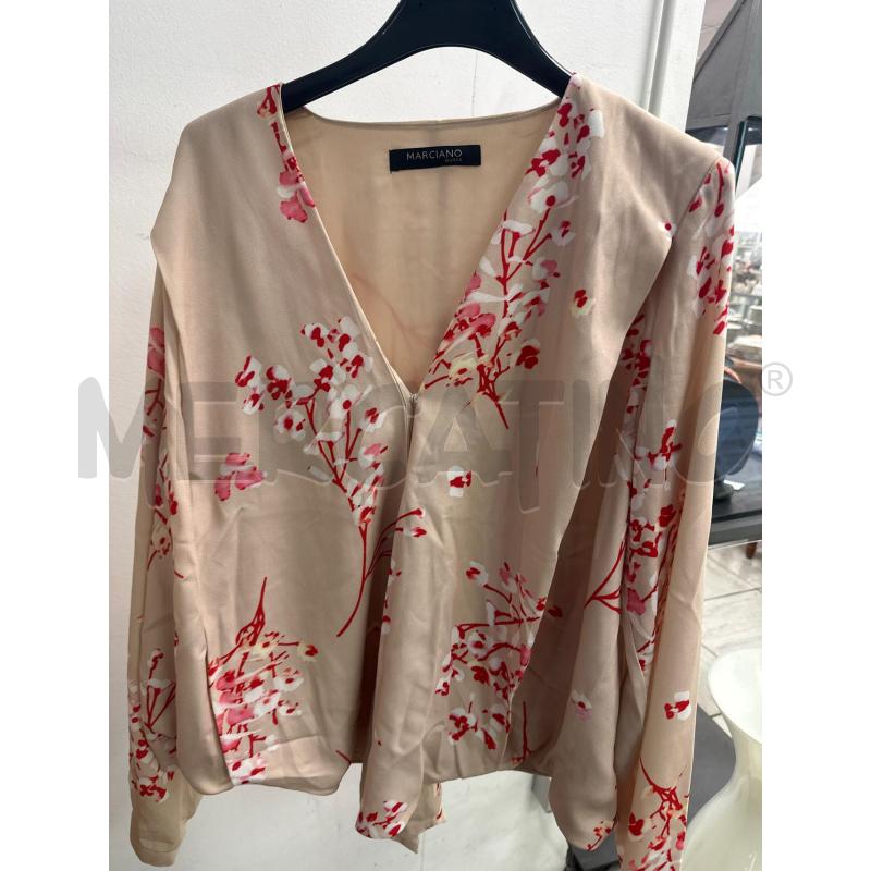 MAGLIA DONNA MARCIANO GUESS BEIGE FIORI ROSSI BIANCHI  | Mercatino dell'Usato Montesilvano 1