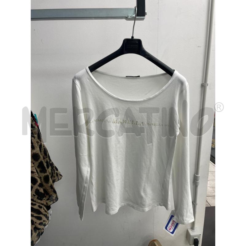 MAGLIA DONNA MARELLA BIANCA SCRITTA DORATA | Mercatino dell'Usato Montesilvano 1