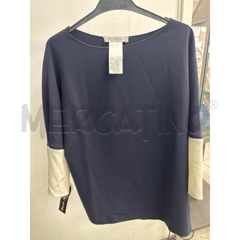 MAGLIA DONNA MAX MARA BLU MANICHE RIGHE BIANCHE  | Mercatino dell'Usato Montesilvano 1