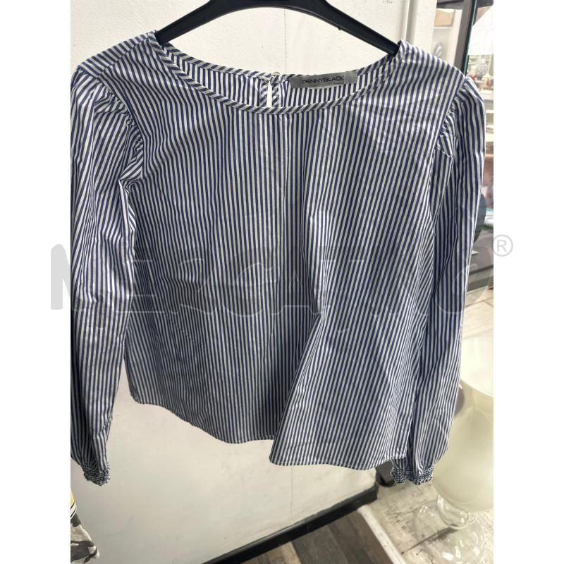 MAGLIA DONNA PENNY BLACK AZZURRA BIANCA RIGHE  | Mercatino dell'Usato Montesilvano 1