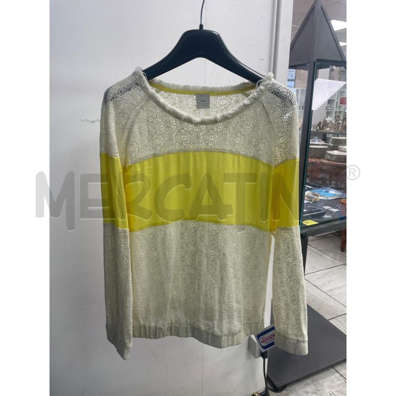 MAGLIA DONNA PINKO PIZZO BEIGE BANDA GIALLA | Mercatino dell'Usato Montesilvano 1