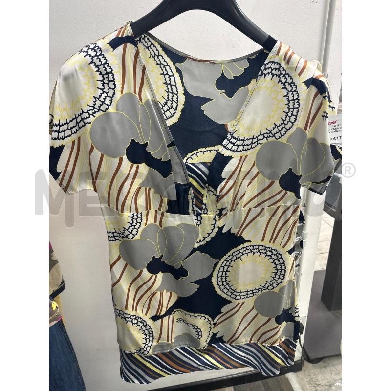 MAGLIA DONNA SMARCHIATA SETA BIANCA AZZURRA BLU FANTASIA  | Mercatino dell'Usato Montesilvano 1