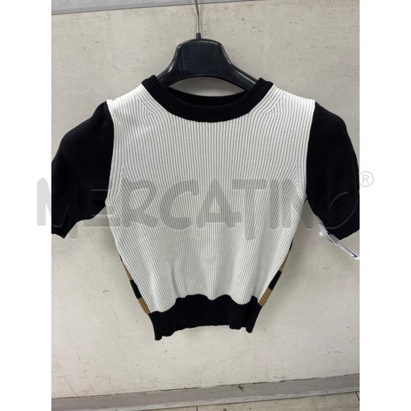 MAGLIA DONNA SMARCHIATA SMANICATA NERA BIANCA MARRO | Mercatino dell'Usato Montesilvano 1