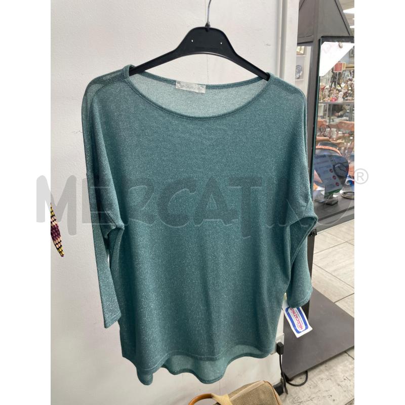 MAGLIA DONNA SUSY MIX LUREX AZZURRA MANICA 3/4 | Mercatino dell'Usato Montesilvano 1