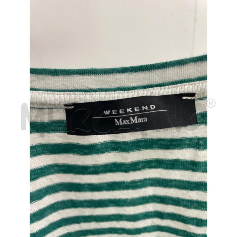 MAGLIA DONNA WEEKEND MAX MARA RIGHINE BIANCHE VERDI LINO | Mercatino dell'Usato Montesilvano 2