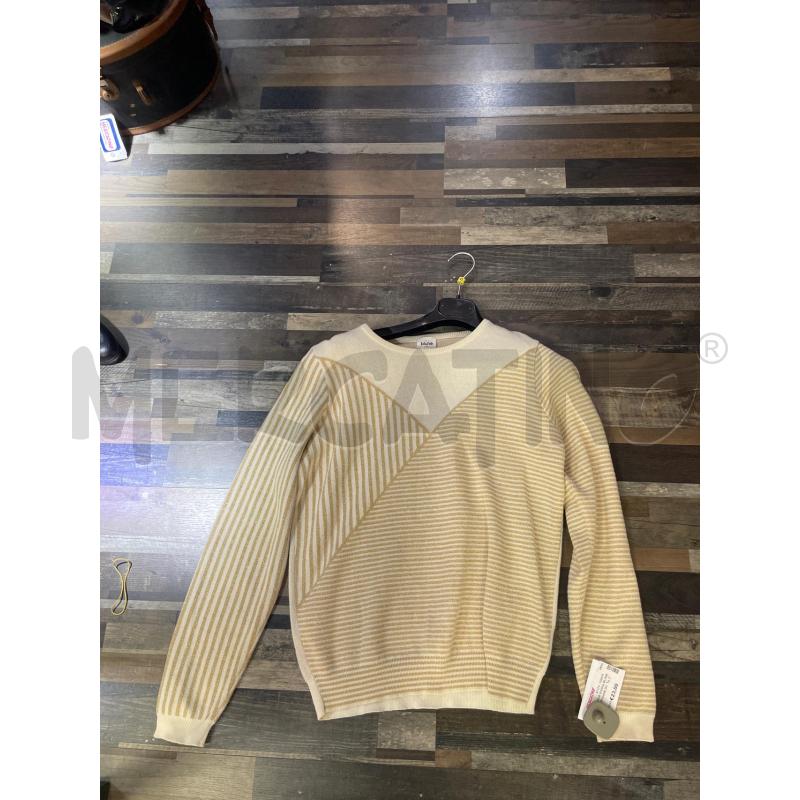MAGLIONE DONNA BLUNE BEIGE RIGHINE DORATE | Mercatino dell'Usato Montesilvano 1