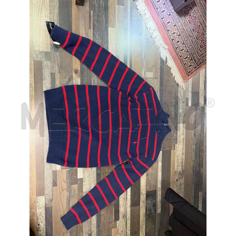 MAGLIONE DONNA POLO RALPH LAUREN BLU RIGHINE ROSSE  | Mercatino dell'Usato Montesilvano 1