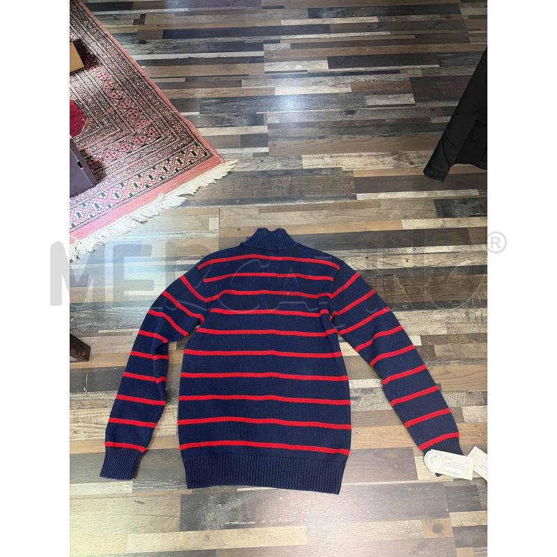 MAGLIONE DONNA POLO RALPH LAUREN BLU RIGHINE ROSSE  | Mercatino dell'Usato Montesilvano 3