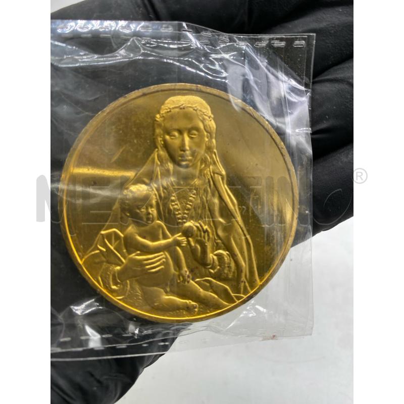MEDAGLIA 5CM BRONZO ELECTROPLATE 24KT MADONNA MET KIND 1487 HANS MEMLING  | Mercatino dell'Usato Montesilvano 1