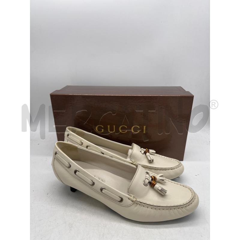 MOCASSINI DONNA GUCCI BAMBOO PELLE BIANCHE TACCHETTO | Mercatino dell'Usato Montesilvano 1