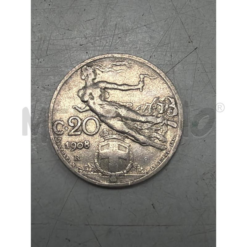 MONETA C.20 DEL 1908 REGNO D'ITALIA  | Mercatino dell'Usato Montesilvano 1