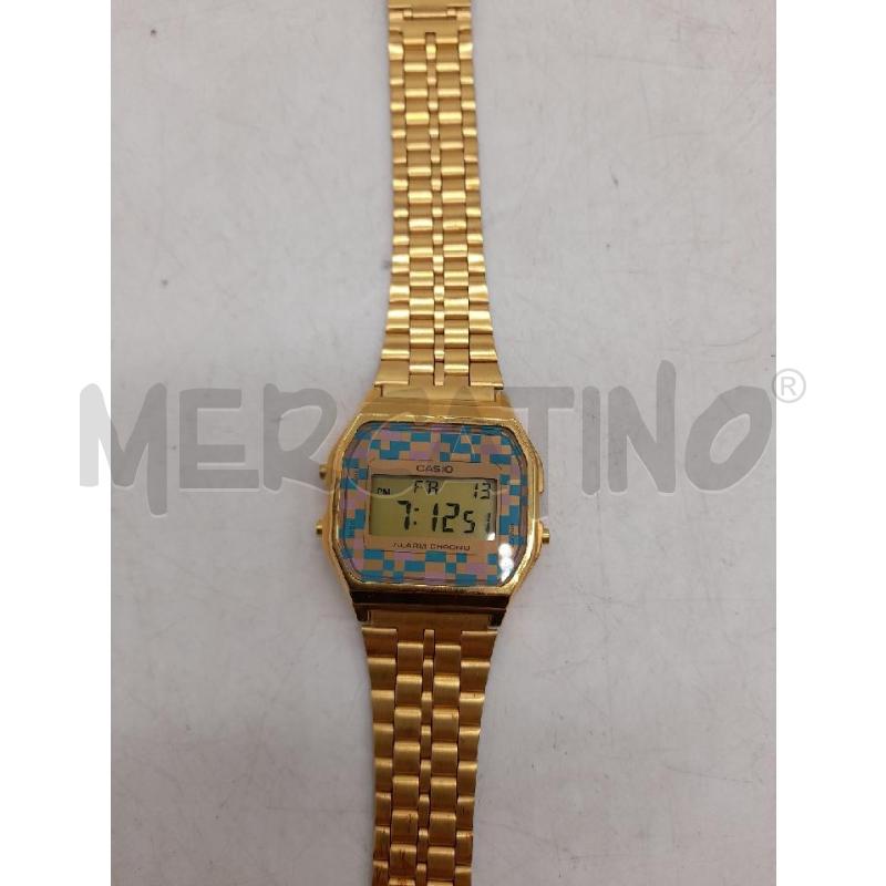 OROLOGIO DA POLSO CASIO DORATO QUADRANTE QUADRATINI ROSA AZZURRI | Mercatino dell'Usato Montesilvano 3