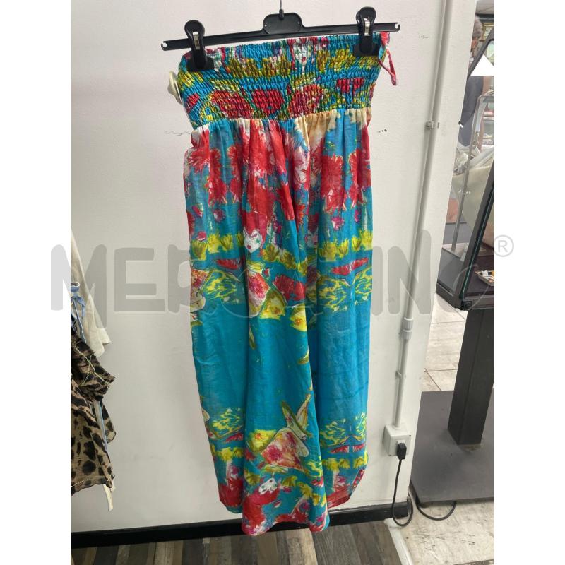 PANTALONE DONNA ANTICA SARTORIA AZZURRO FANTASIA DONNINE ROSSE GIALLE | Mercatino dell'Usato Montesilvano 2