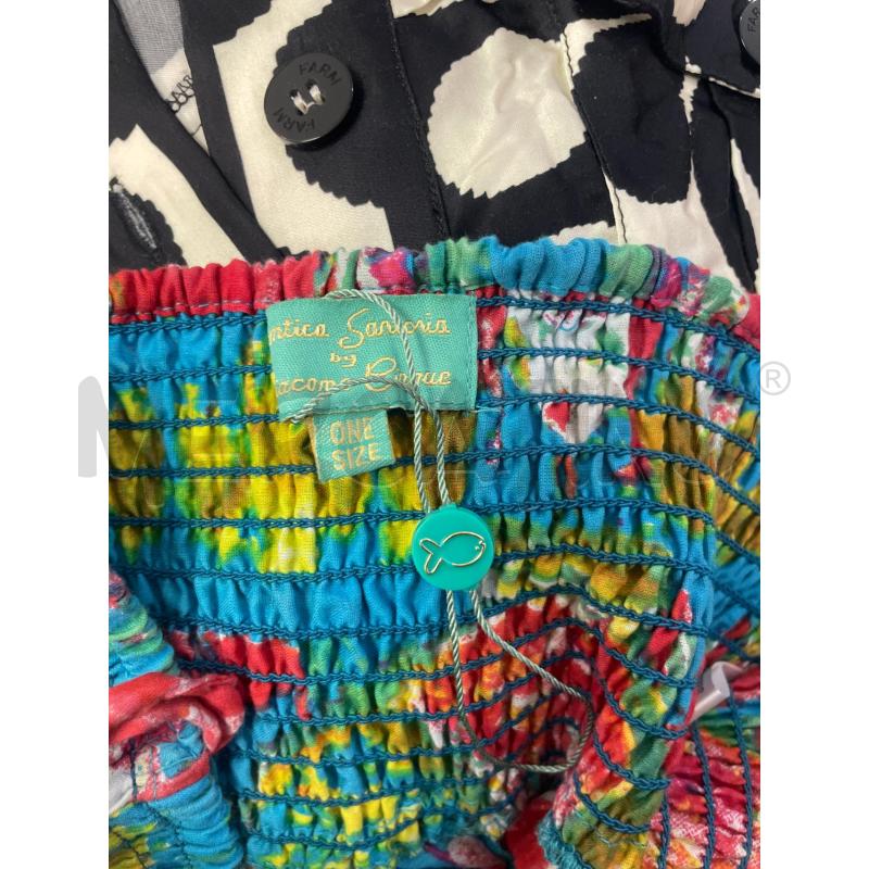 PANTALONE DONNA ANTICA SARTORIA AZZURRO FANTASIA DONNINE ROSSE GIALLE | Mercatino dell'Usato Montesilvano 3