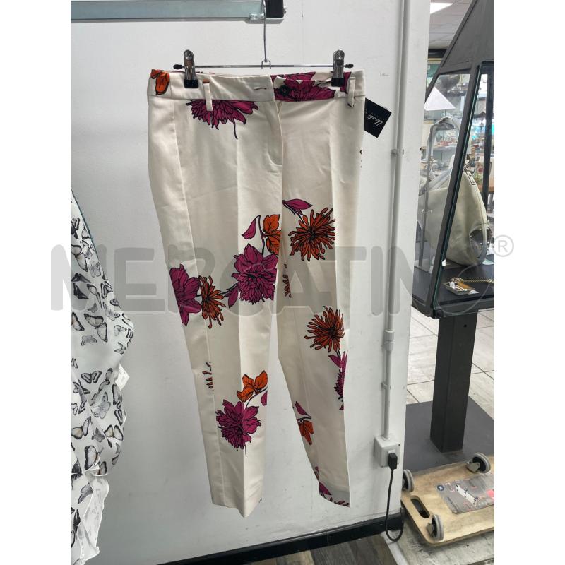 PANTALONE DONNA EMME MARELLA BIANCO FIORI ROSA ARANCIO | Mercatino dell'Usato Montesilvano 1