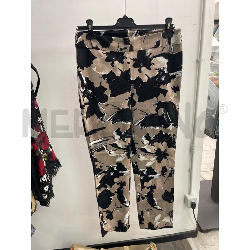 PANTALONE DONNA NERO FIORI BEIGE SMARCHIATO | Mercatino dell'Usato Montesilvano 1
