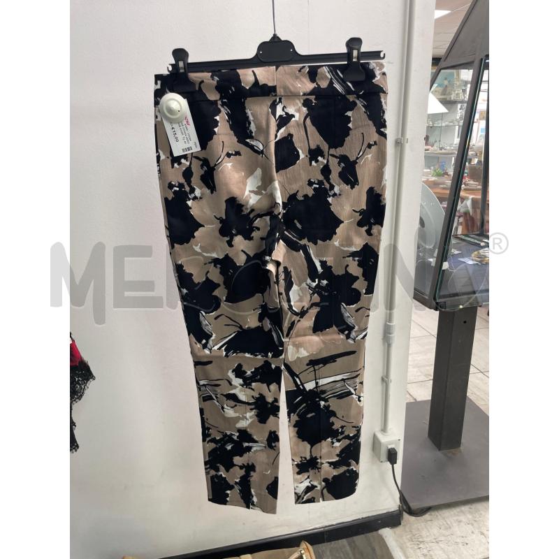 PANTALONE DONNA NERO FIORI BEIGE SMARCHIATO | Mercatino dell'Usato Montesilvano 2