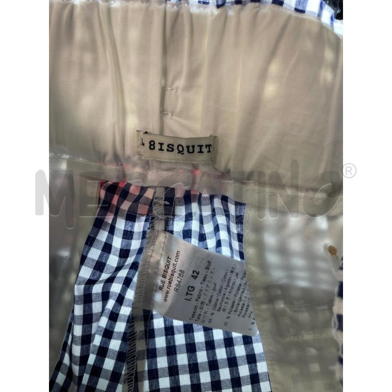 PANTALONE DONNA RUE BISQUIT BIANCO QUADRETTATO BLU LACCIO ROSSO | Mercatino dell'Usato Montesilvano 2