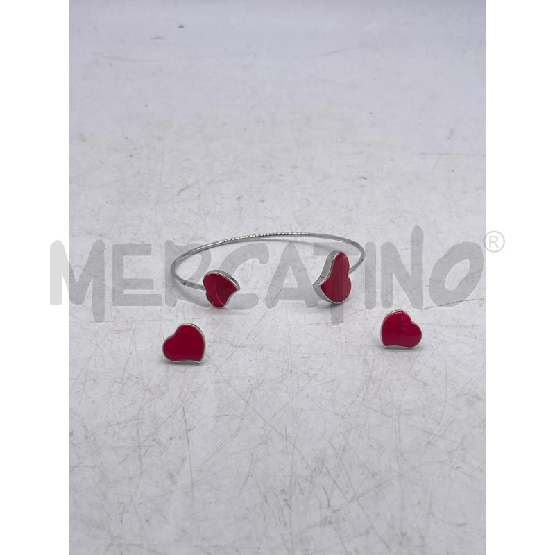 PARURE BRACCIALE + ORECCHINI STROILI ACCIAIO CUORE ROSSO | Mercatino dell'Usato Montesilvano 1