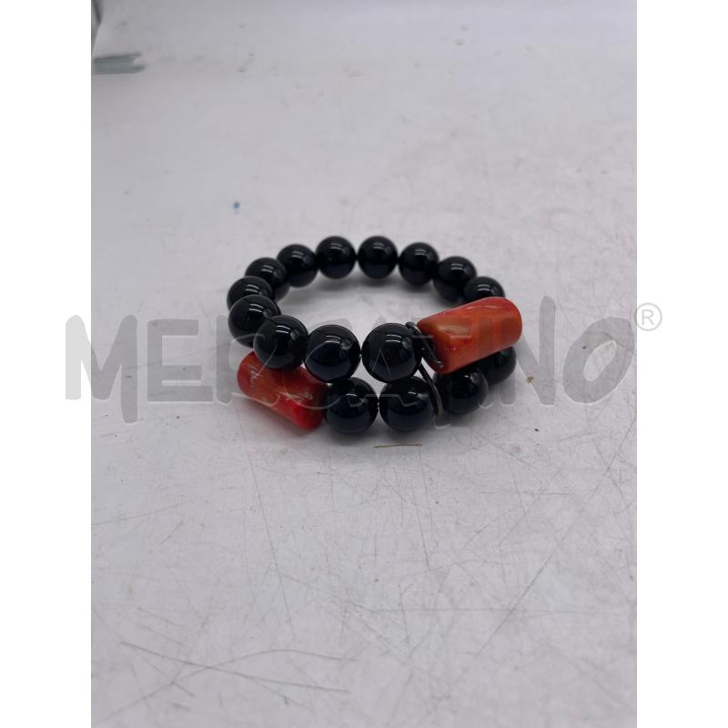 PARURE COLLANA GIROCOLLO + BRACCIALE PERLINE NERE ROSSE  | Mercatino dell'Usato Montesilvano 2
