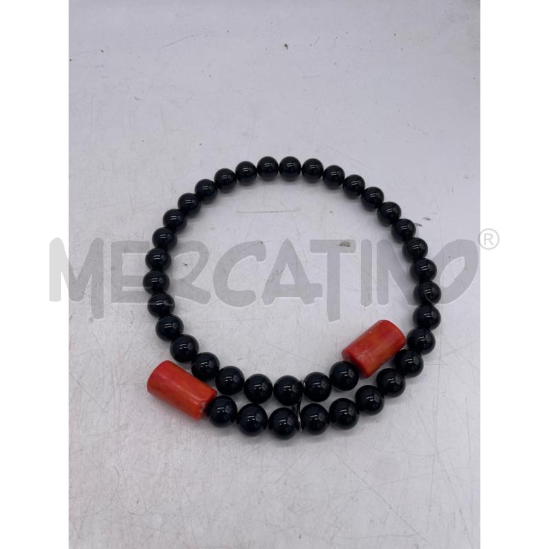 PARURE COLLANA GIROCOLLO + BRACCIALE PERLINE NERE ROSSE  | Mercatino dell'Usato Montesilvano 3