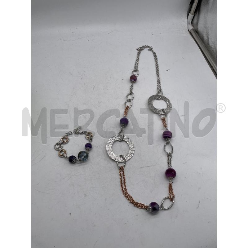 PARURE COLLANA + BRACCIALE BIGLIE VIOLA SOVRANI | Mercatino dell'Usato Montesilvano 1