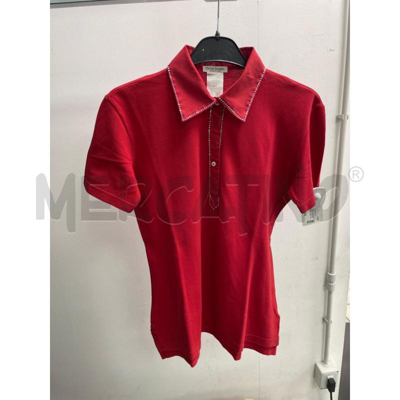 POLO DONNA GRAN SASSO ROSSA COLLETTO GIRO BOTTONI STRASS | Mercatino dell'Usato Montesilvano 1