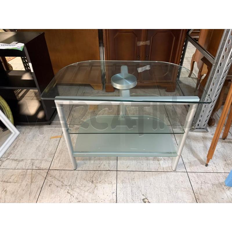 PORTA TV 3 RIPIANI CRISTALLO BASE METALLO  | Mercatino dell'Usato Montesilvano 1