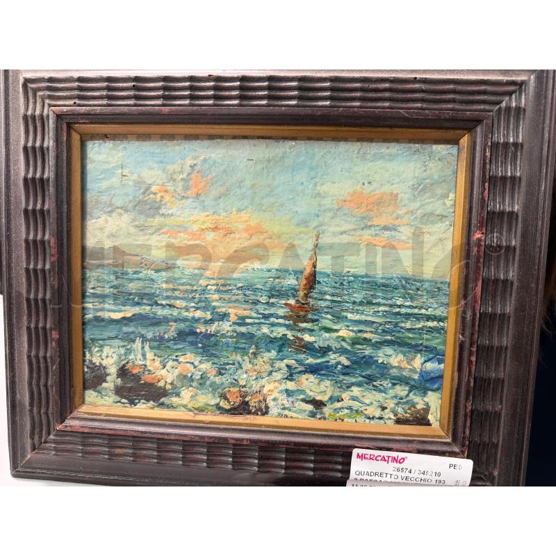 QUADRETTO VECCHIO 1939 PAESAGGIO MARINO FIRMATO 33X28CM | Mercatino dell'Usato Montesilvano 1