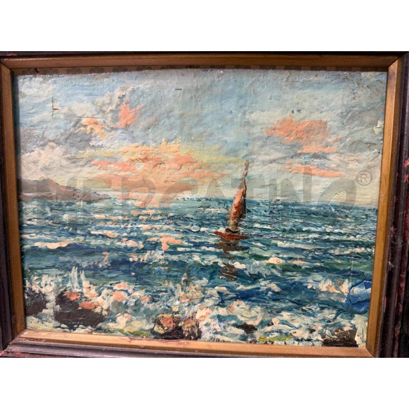 QUADRETTO VECCHIO 1939 PAESAGGIO MARINO FIRMATO 33X28CM | Mercatino dell'Usato Montesilvano 2