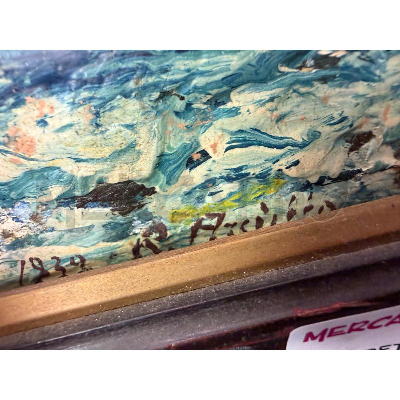 QUADRETTO VECCHIO 1939 PAESAGGIO MARINO FIRMATO 33X28CM | Mercatino dell'Usato Montesilvano 3