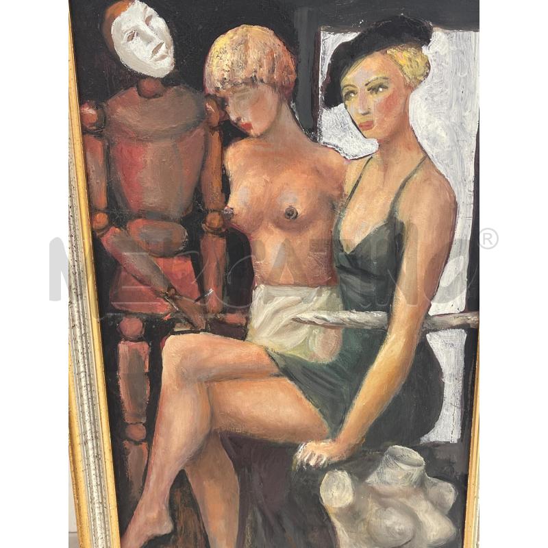 QUADRO DONNE BUSTI DIPINTI DIETRO A FIRMA MASSIMO DALLARO | Mercatino dell'Usato Montesilvano 2