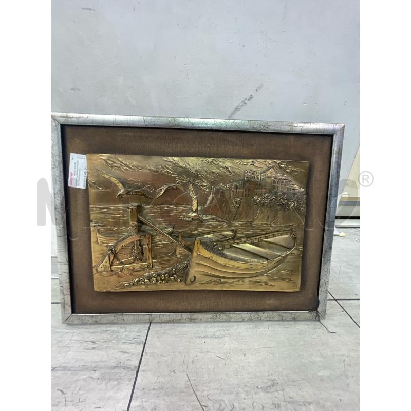 QUADRO LAMINA BARCA PAESAGGIO 62X46 CORNICE ARGENTATA | Mercatino dell'Usato Montesilvano 1