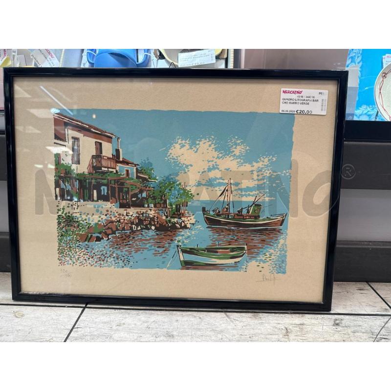 QUADRO LITOGRAFIA BARCHE MARRO VERDE CELESTE NUMERATA 300/500 | Mercatino dell'Usato Montesilvano 1