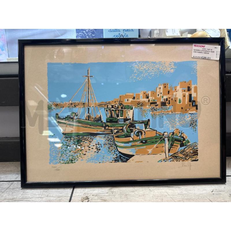 QUADRO LITOGRAFIA BARCHE MARRO VERDE CELESTE NUMERATA 320/500 | Mercatino dell'Usato Montesilvano 1