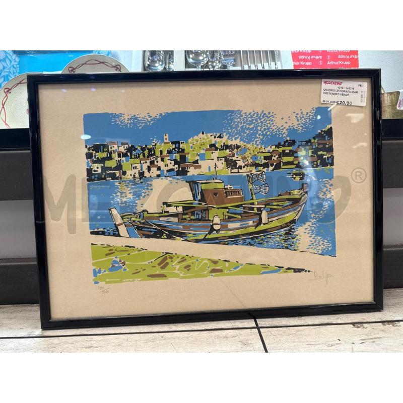 QUADRO LITOGRAFIA BARCHE MARRO VERDE CELESTE NUMERATA 320/500 | Mercatino dell'Usato Montesilvano 1