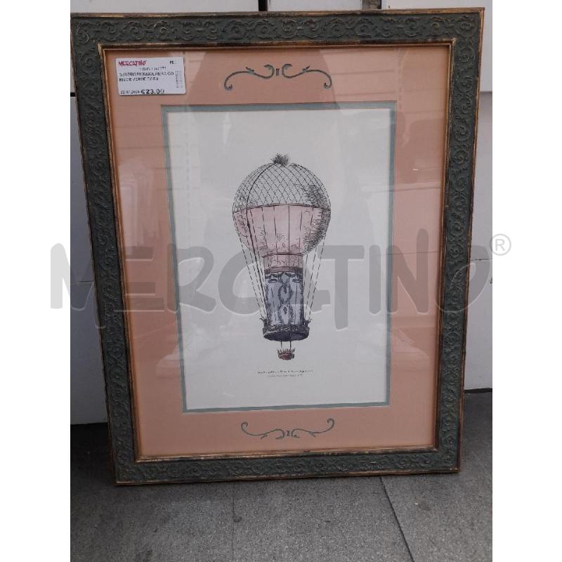 QUADRO MONGOLFIERA CORNICE VERDE DORATA LAVORATA | Mercatino dell'Usato Montesilvano 1