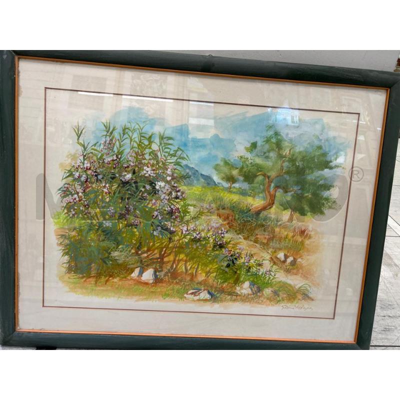 QUADRO PAESAGGIO ALBERO E FIORI | Mercatino dell'Usato Montesilvano 1