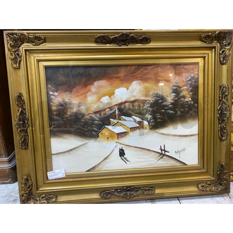 QUADRO PAESAGGIO CORNICE DORATA FIRMA | Mercatino dell'Usato Montesilvano 1