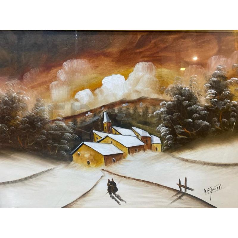 QUADRO PAESAGGIO CORNICE DORATA FIRMA | Mercatino dell'Usato Montesilvano 2