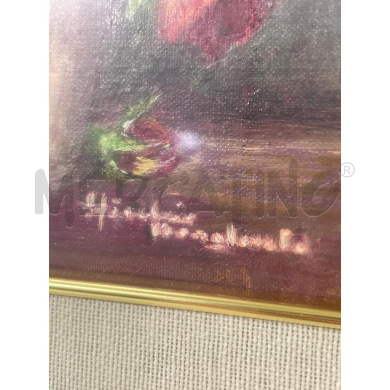 QUADRO VASO FIORI ROSA CORNICE DORATA ARGENTATA | Mercatino dell'Usato Montesilvano 3