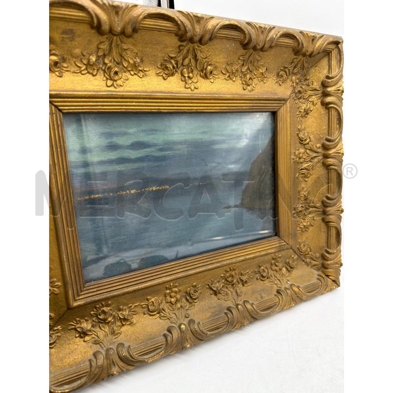 QUADRO VECCHIO PAESAGGIO BLU CORNICE DORATA 31X40CM | Mercatino dell'Usato Montesilvano 2