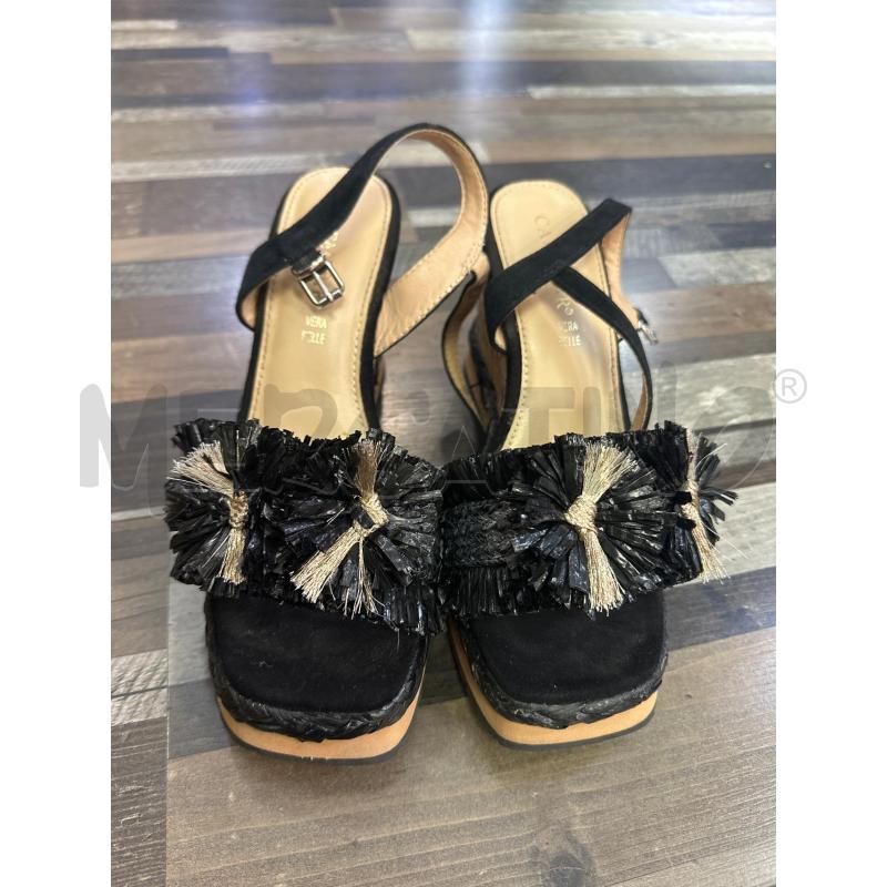 SANDALI DONNA CAFFE NOIR ZEPPA NERE FRANGE  | Mercatino dell'Usato Montesilvano 2