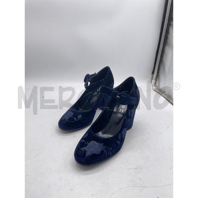 SCARPE DONNA ALESYA VELLUTO BLU RICAMO TACCO | Mercatino dell'Usato Montesilvano 1