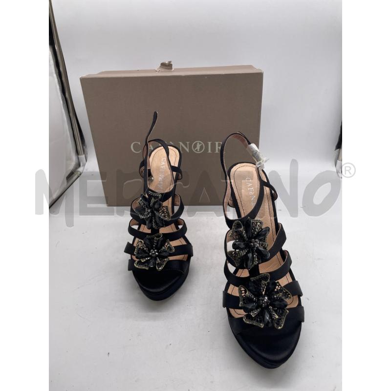 SCARPE DONNA CAFÈ NOIR NERE TACCO FIORI METALLO APERTE | Mercatino dell'Usato Montesilvano 2