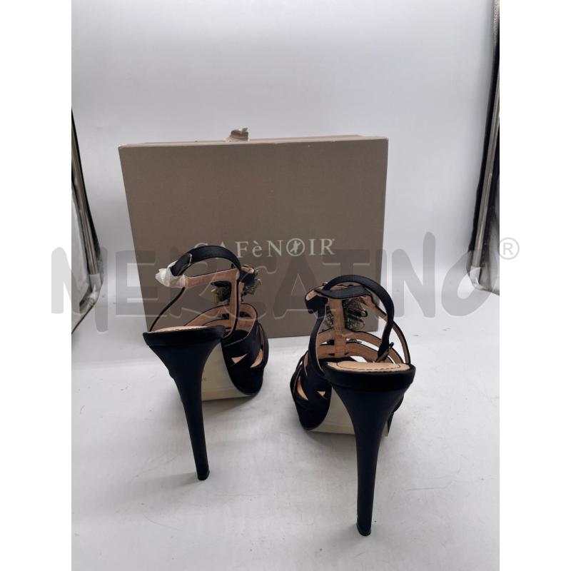 SCARPE DONNA CAFÈ NOIR NERE TACCO FIORI METALLO APERTE | Mercatino dell'Usato Montesilvano 3