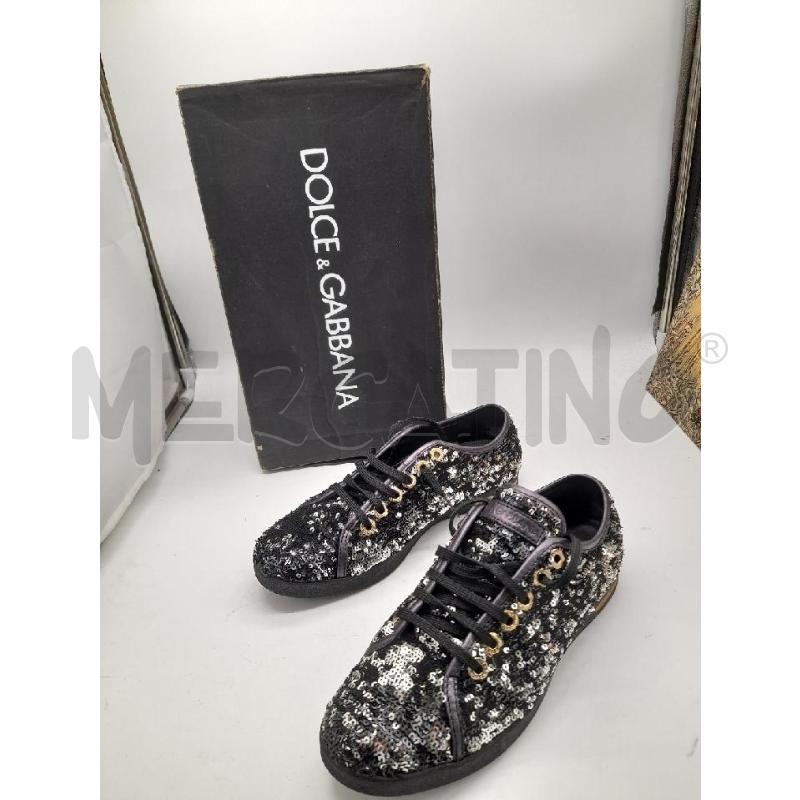 SCARPE DONNA DOLCE&GABBANA PAILLETTES NERE ARGENTATE LACCI | Mercatino dell'Usato Montesilvano 1