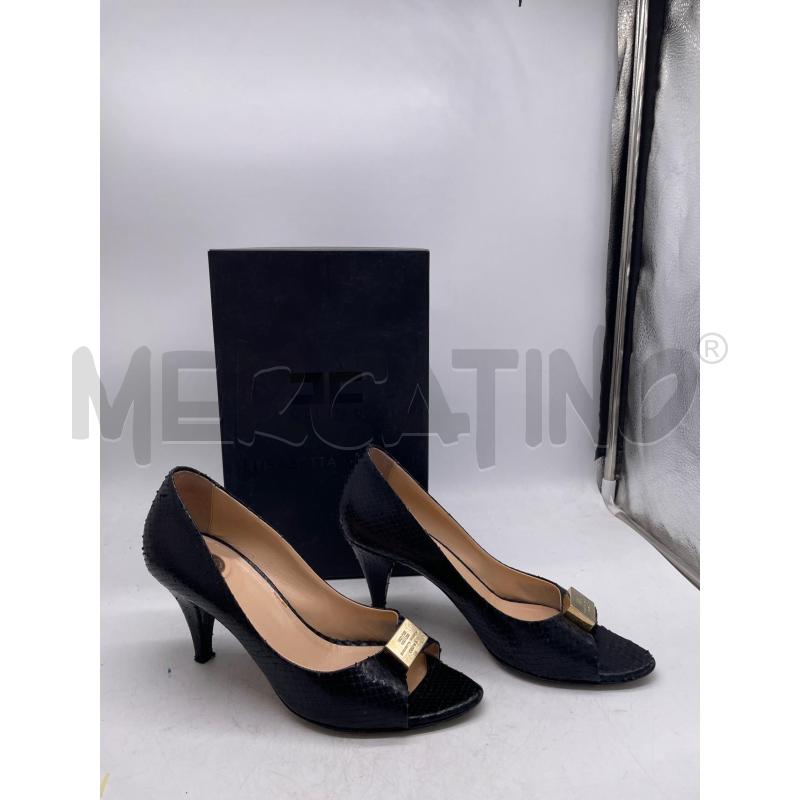 SCARPE DONNA ELISABETTA FRANCHI TACCHI PITONATI NERI PUNTA APERTA  | Mercatino dell'Usato Montesilvano 1
