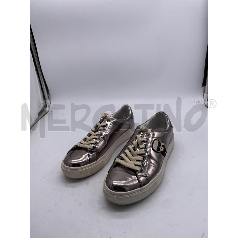 SCARPE DONNA KARL LAGERFIELD ARGENTATE LACCI | Mercatino dell'Usato Montesilvano 1