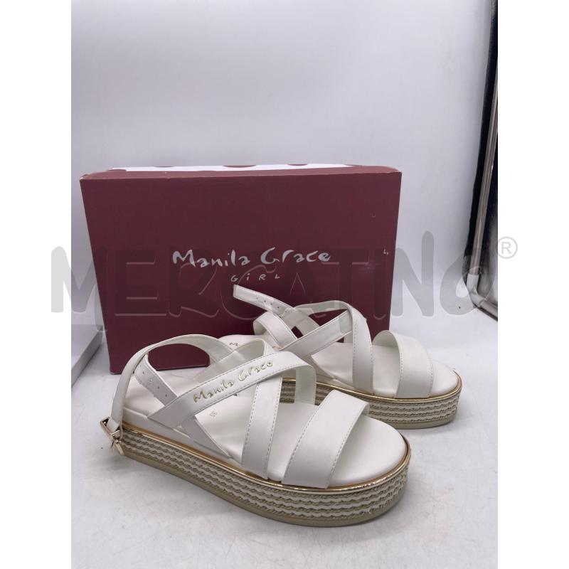 SCARPE DONNA MANILA GRACE BIANCHE SANDALO ZEPPA PAGLIA | Mercatino dell'Usato Montesilvano 1